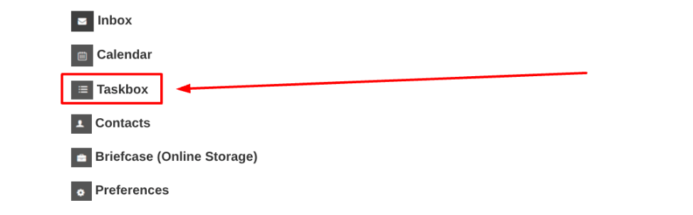 Select Taskbox from the list of options.