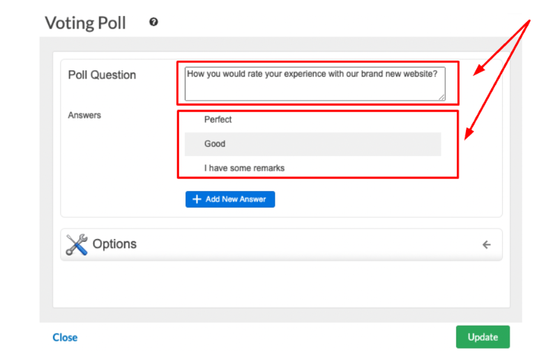 Enter your information in the Voting Poll Properties window.