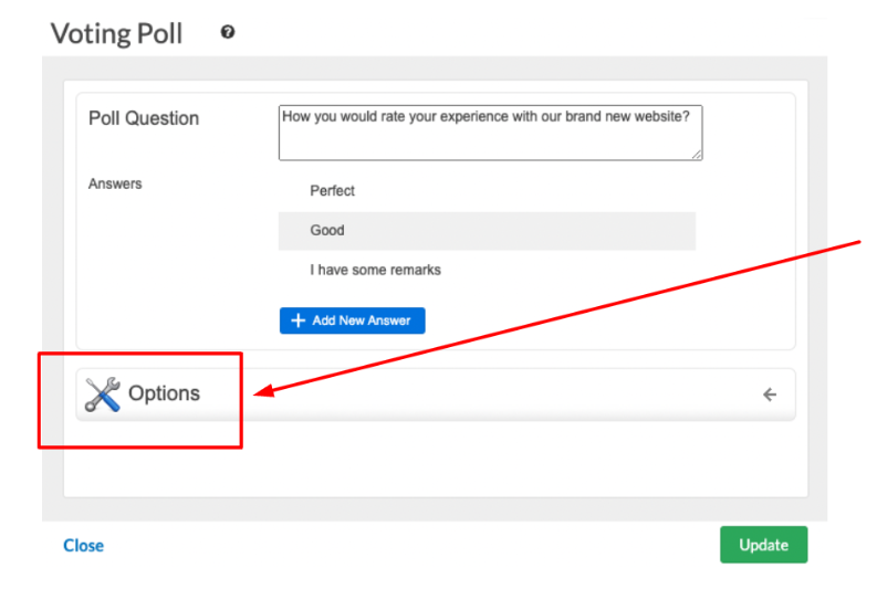 Click on the Options drop-down menu.