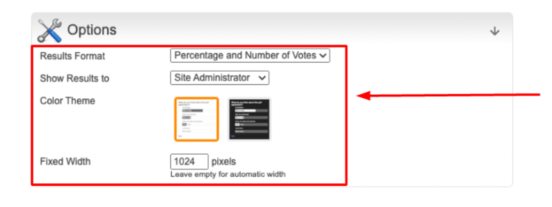 Set the width of your results in pixels.