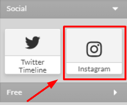 Drag the Instagram icon to a position on your website.