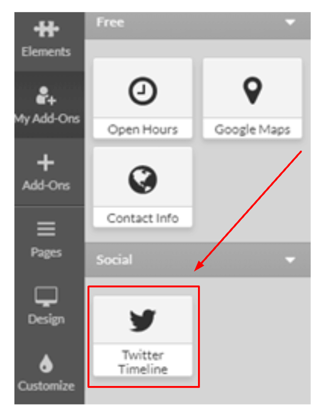 Drag the Twitter icon to a position on your webpage.