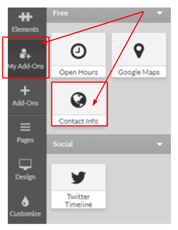 Select the Contact Info icon and drag it to a position on your webpage that you are happy with.
