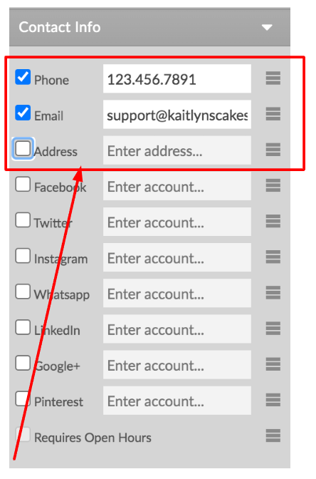 Enter your phone, email, and address details, etc.