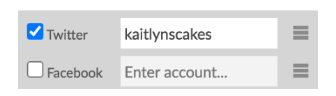 Enter your account name to add your contact information for popular social media.