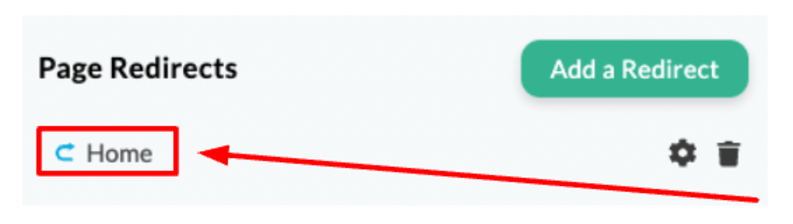 Existing redirects can be edited or deleted via the corresponding icons on the respective row.