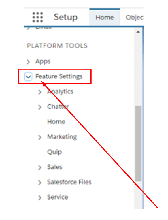 Click Feature Settings under the Platform Tools menu.