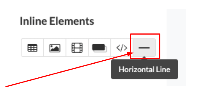 Click the Horizontal Line icon in the menu on the right.