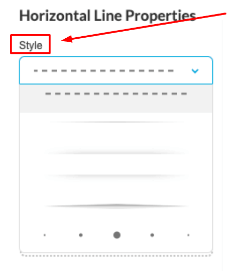 Modify the appearance of your horizontal line by choosing from the available styles.