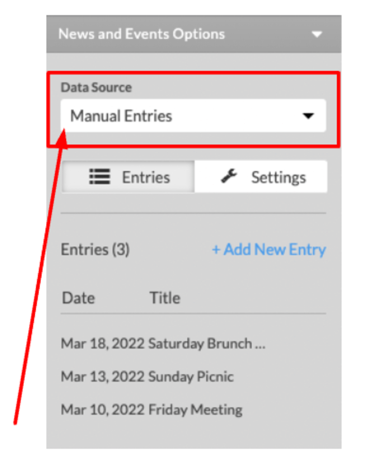 Select the Manual Entries choice.