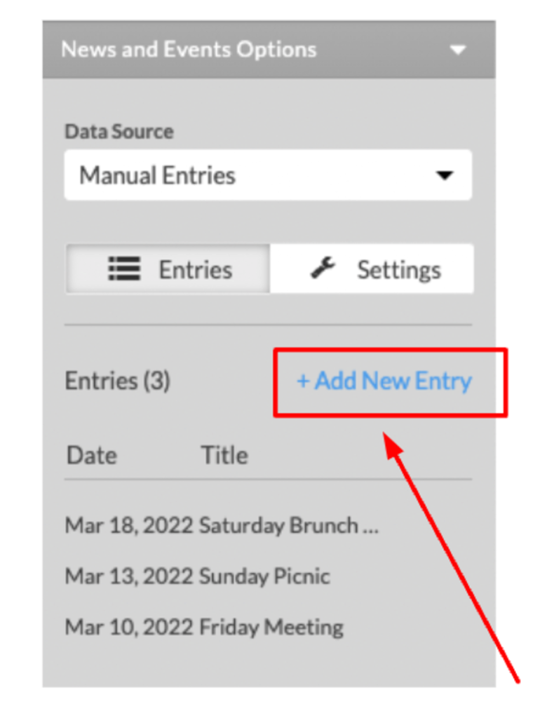 Click the Add New Entry button.