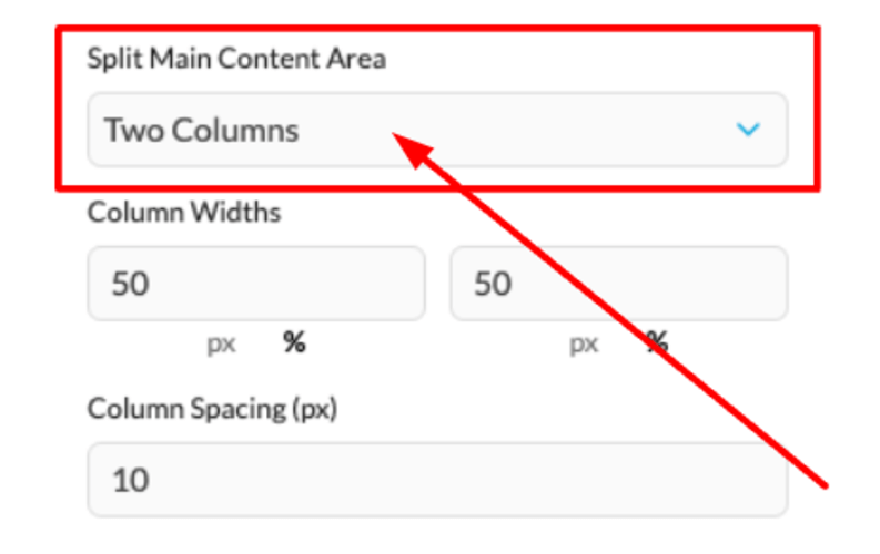In the Appearance section, you can split the main content area of the site into up to three columns.