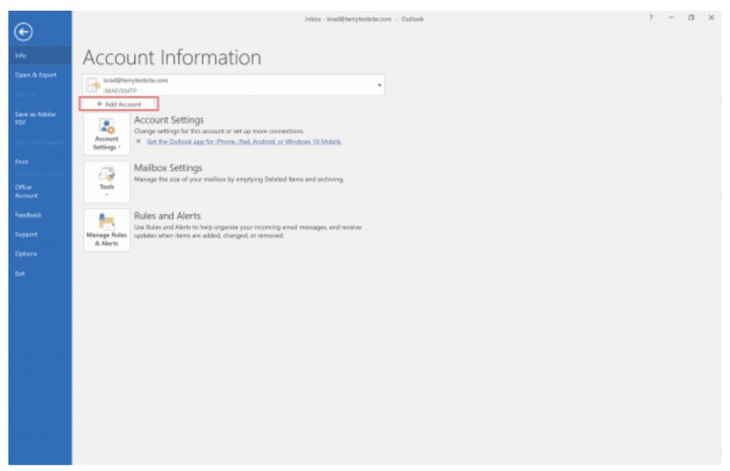 Cliquez sur l'option « Ajouter un compte » depuis votre boîte de réception Gmail.