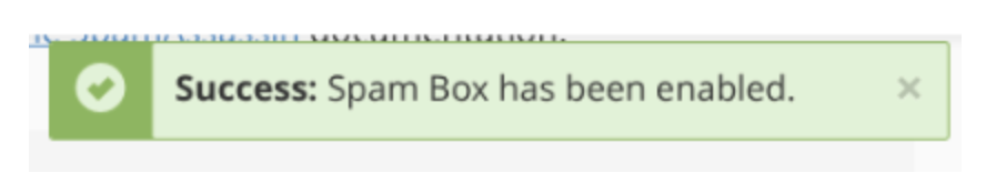Une capture d'écran de la section de configuration des paramètres de la boîte de spam.