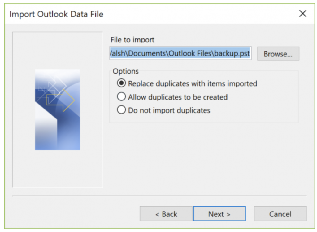 Il s’agit de la dernière étape Outlook pour migrer vos courriels et messages.
