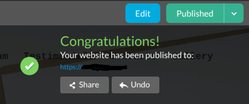 Once you click the Publish button, all changes made to the Admin view will also be seen by people visiting your website.