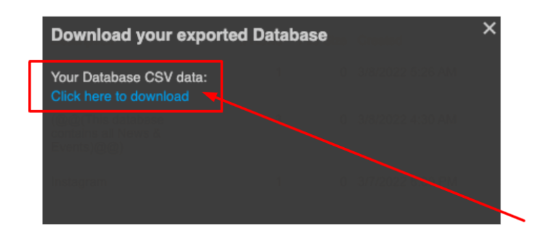 There is a prompt to download the file in CSV format.