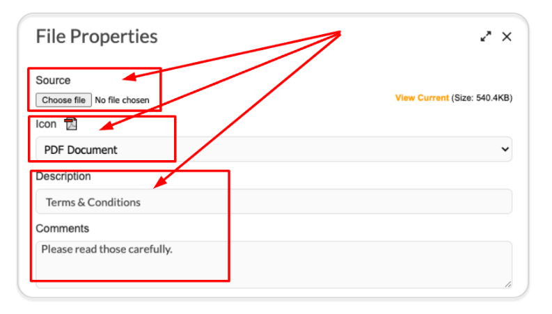 In the Source field, browse and select a file from your local storage.