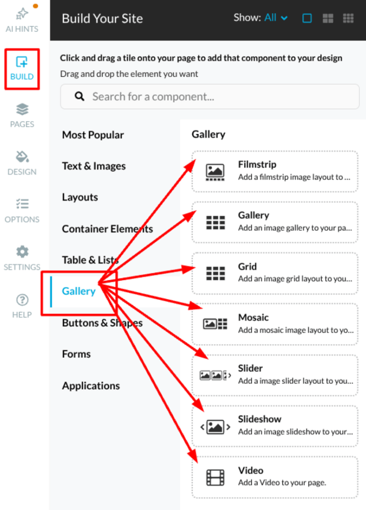 Click on Build in the left menu.