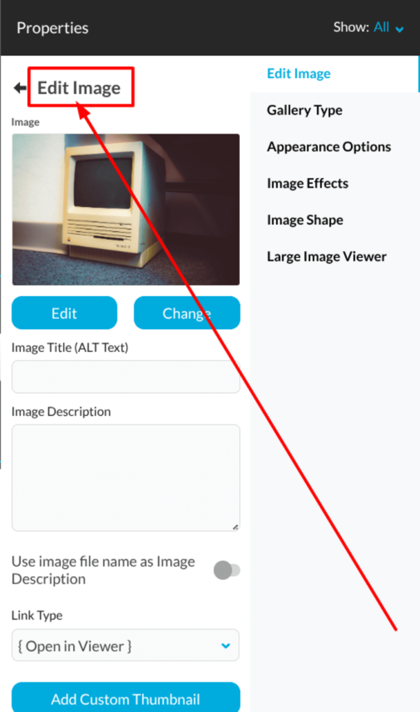 You’ll now be in the Edit Image menu.