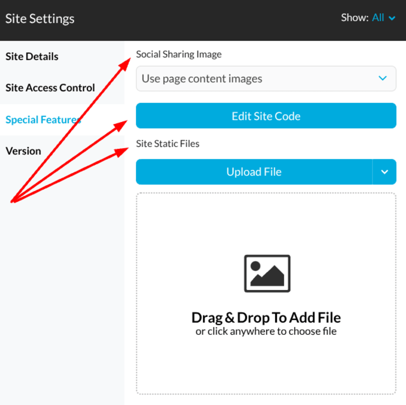 The static files upload feature will let you add search engine-related or other files in the root folder of your website.