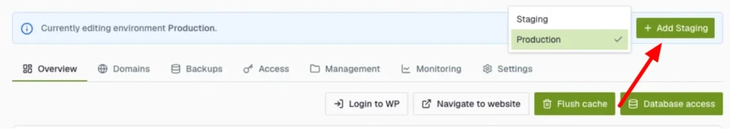 Add a WordPress staging site