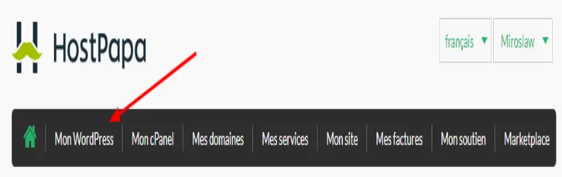 Cliquez sur Mon WordPress.