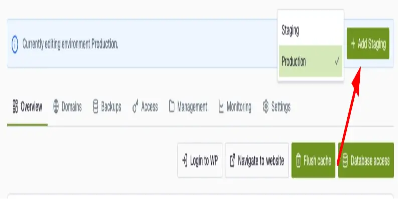 En la parte superior del tablero, haz clic en Add Staging.