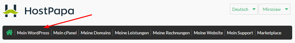 Klicken Sie auf Mein WordPress. 